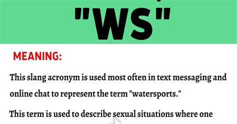 ws sex|WS Sex Abbreviation Meaning